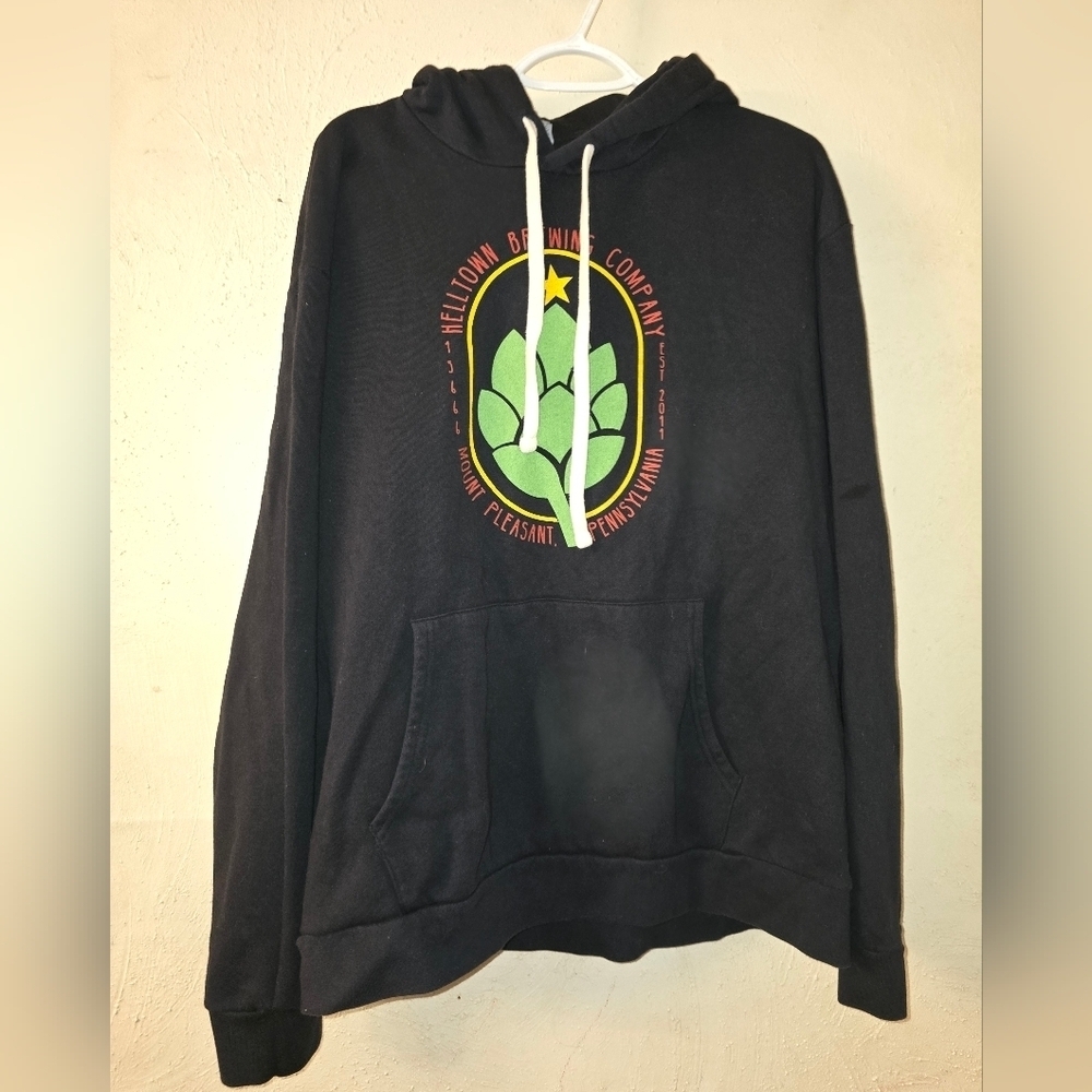 Next Level Apparel Black Hoodie with Green and Yellow Logo